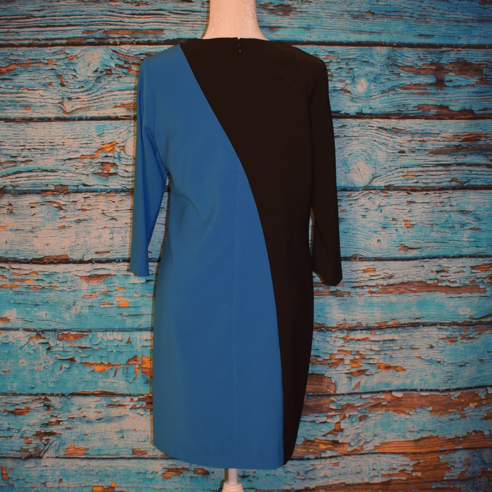 Ann Taylor Black And Blue Color Block Dress - Picture 2 of 4